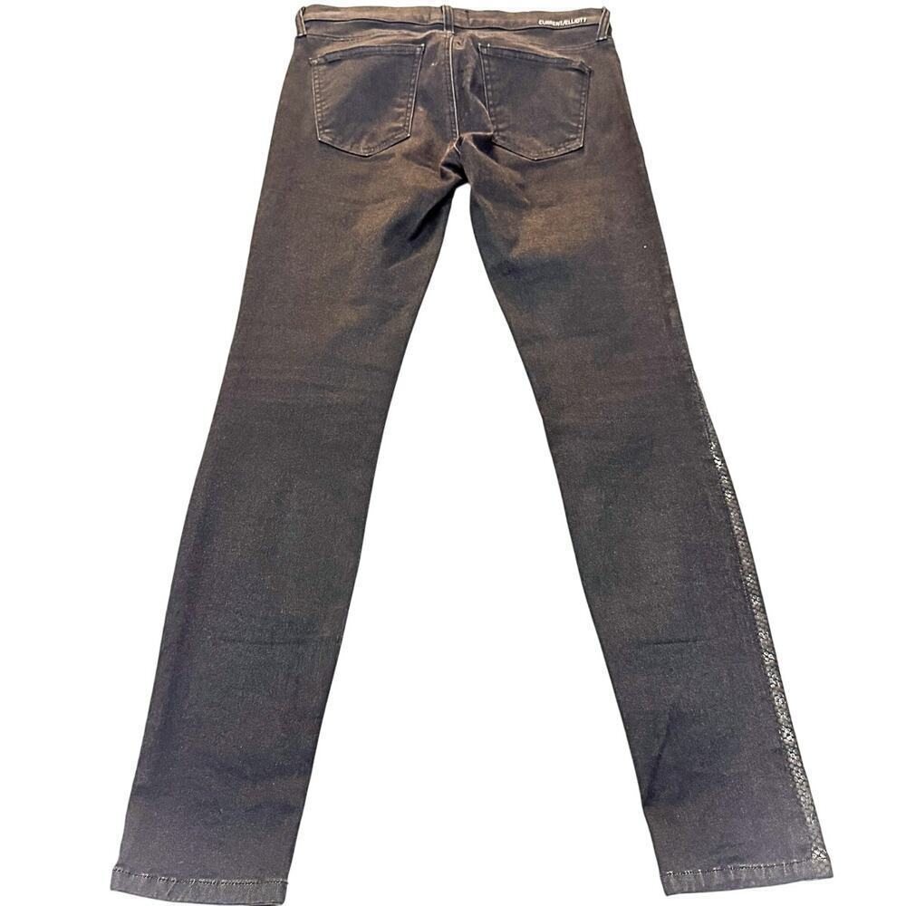 Current/Elliott The Ankle Skinny Matte Black Gunmetal Coated 80s Jeans Size 28 - Picture 3 of 8
